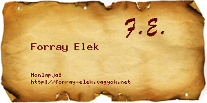 Forray Elek névjegykártya